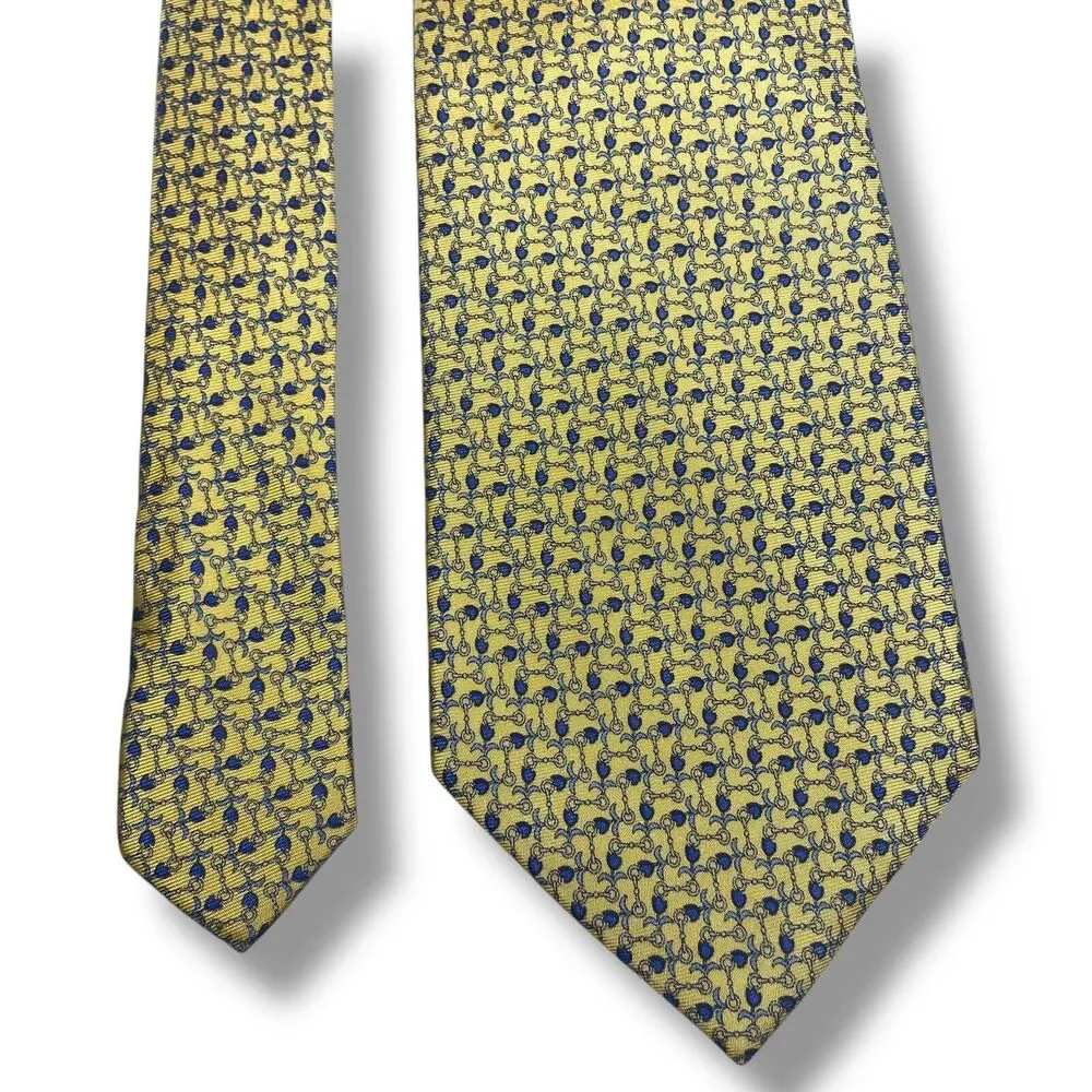 Barindelli & Trezzi 100% Silk Tie Necktie For Men Made in Italy Yellow Blue